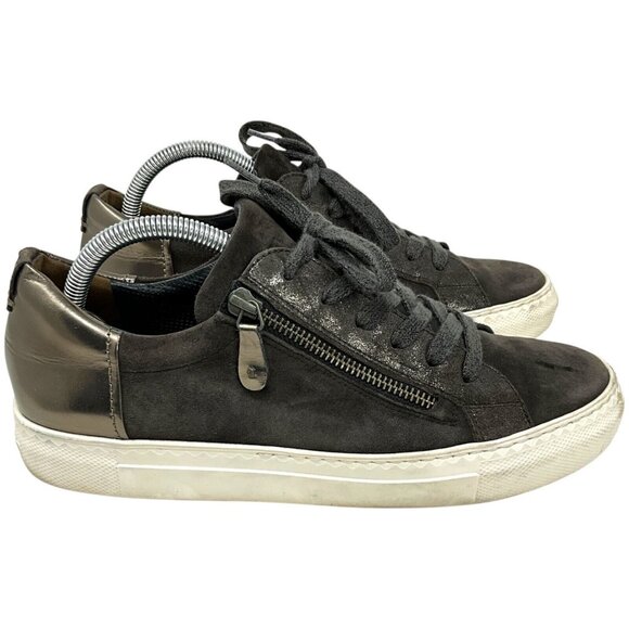 Paul Green Nuevo Suede Green Sneakers US Size 7 Low Top Lace Up Zipper Casual - Picture 5 of 14